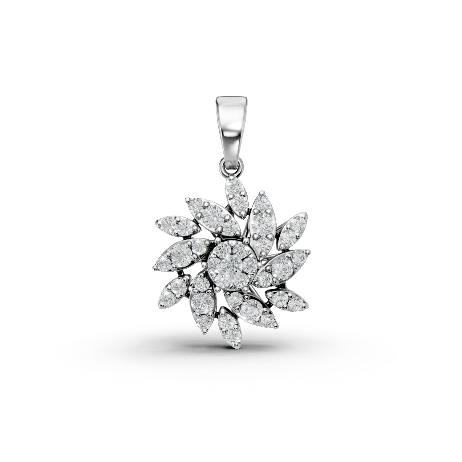 Pandantiv floral din aur alb cu diamante de 0.511ct Pandantiv floral din aur alb cu diamante de 0.511ct