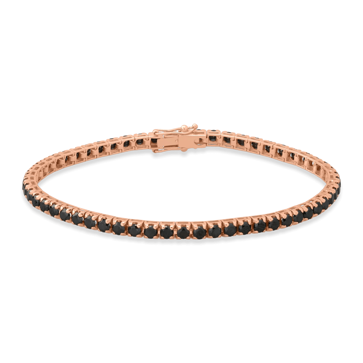Brățară tennis din aur roz cu diamante negre de 9ct Brățară tennis din aur roz cu diamante negre de 9ct