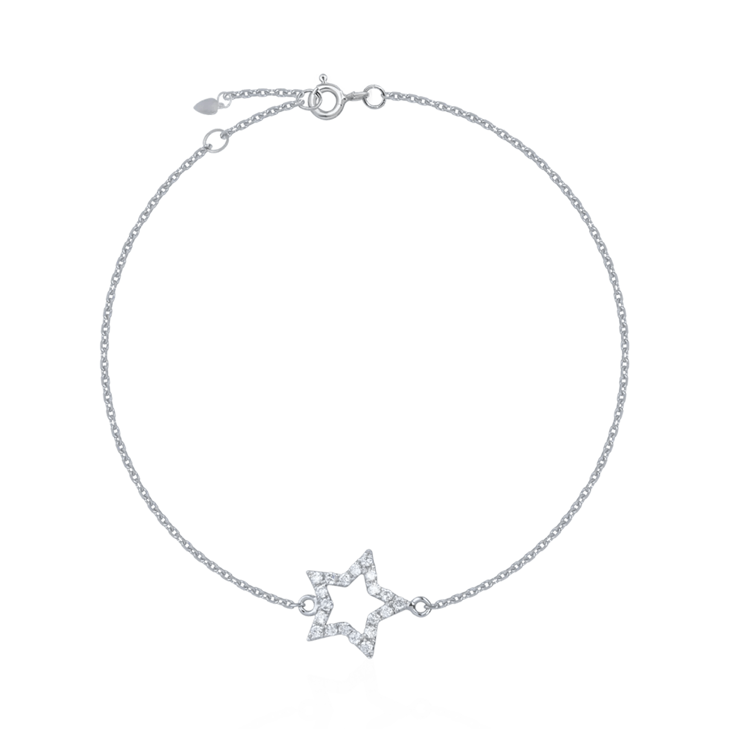 Brățară stea din aur alb cu diamante de 0.05ct Brățară stea din aur alb cu diamante de 0.05ct