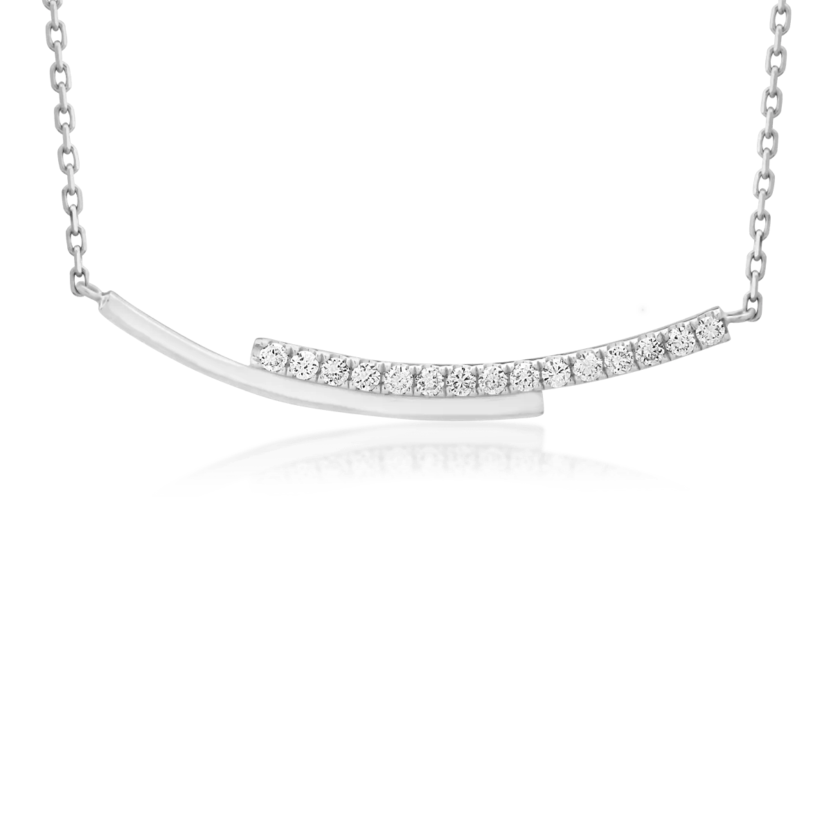 Lanț cu pandantiv din aur alb și diamante de 0.142ct Lanț cu pandantiv din aur alb și diamante de 0.142ct