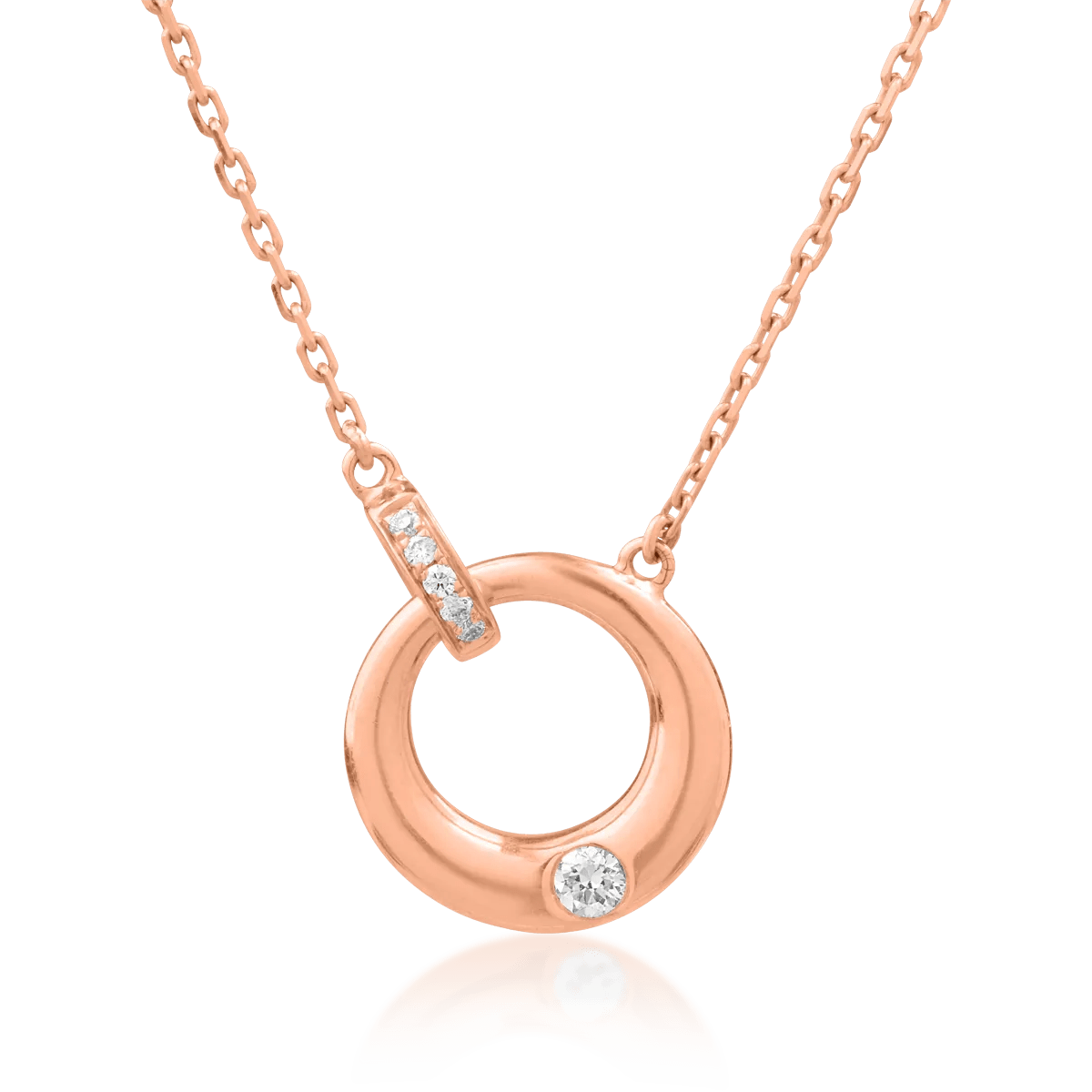Lanț cu pandantiv din aur roz cu diamante de 0.05ct Lanț cu pandantiv din aur roz cu diamante de 0.05ct