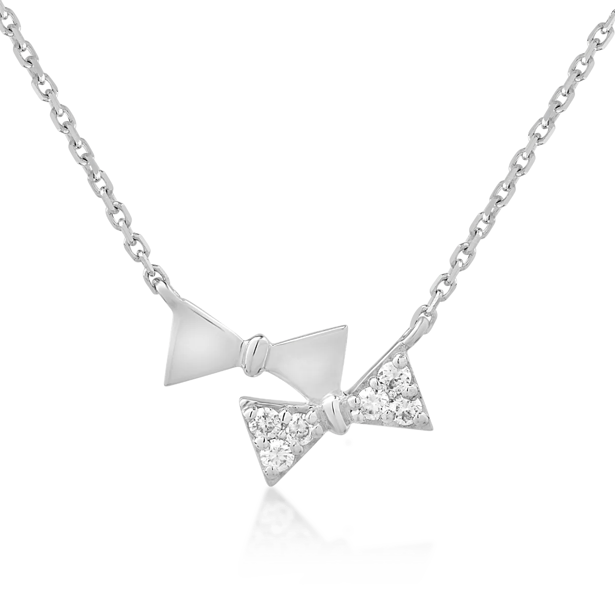 Colier din aur alb cu diamante 0.052ct și fundițe Colier din aur alb cu diamante 0.052ct și fundițe