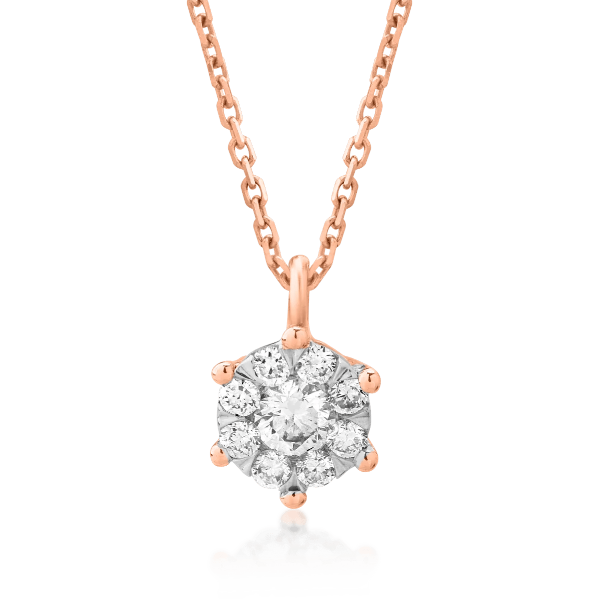 Lanţ cu pandantiv din aur roz şi diamante de 0.166ct Lanţ cu pandantiv din aur roz şi diamante de 0.166ct