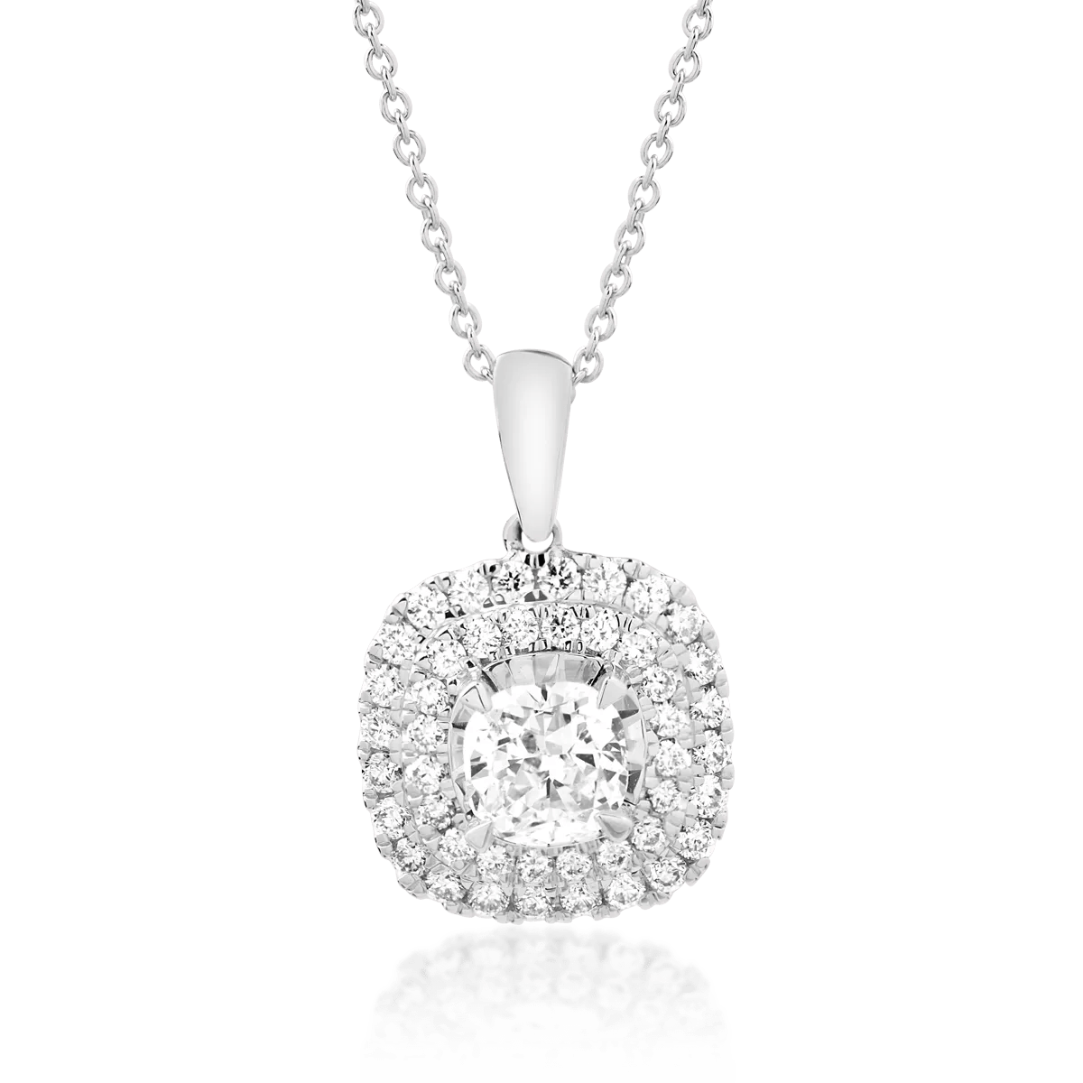 Lanț din aur alb cu pandantiv cu diamant de 0.2ct și diamante de 0.11ct Lanț din aur alb cu pandantiv cu diamant de 0.2ct și diamante de 0.11ct