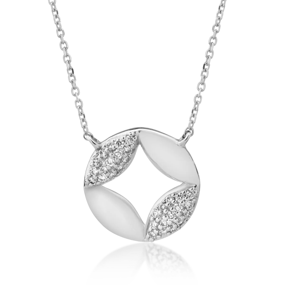 Lanț cu pandantiv din aur alb cu diamante de 0.09ct Lanț cu pandantiv din aur alb cu diamante de 0.09ct