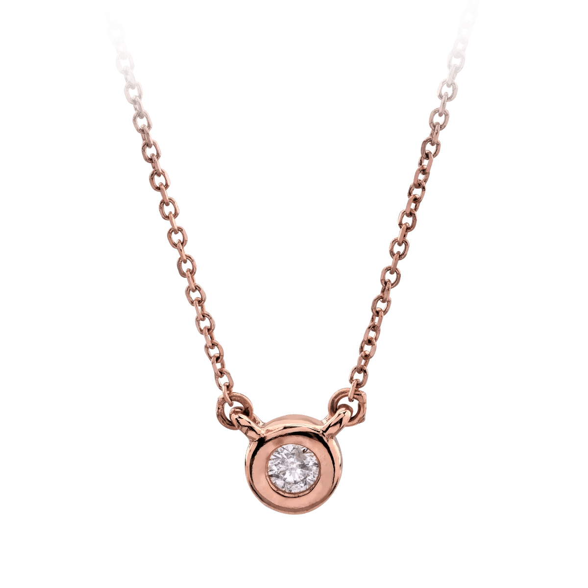 Lanț cu pandantiv din aur roz și diamant de 0.04ct Lanț cu pandantiv din aur roz și diamant de 0.04ct