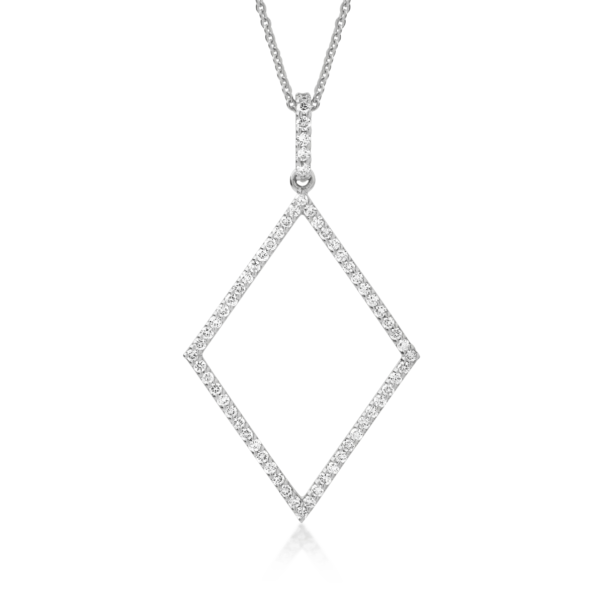 Lanț cu pandantiv geometric din aur alb cu diamante de 0.54ct Lanț cu pandantiv geometric din aur alb cu diamante de 0.54ct