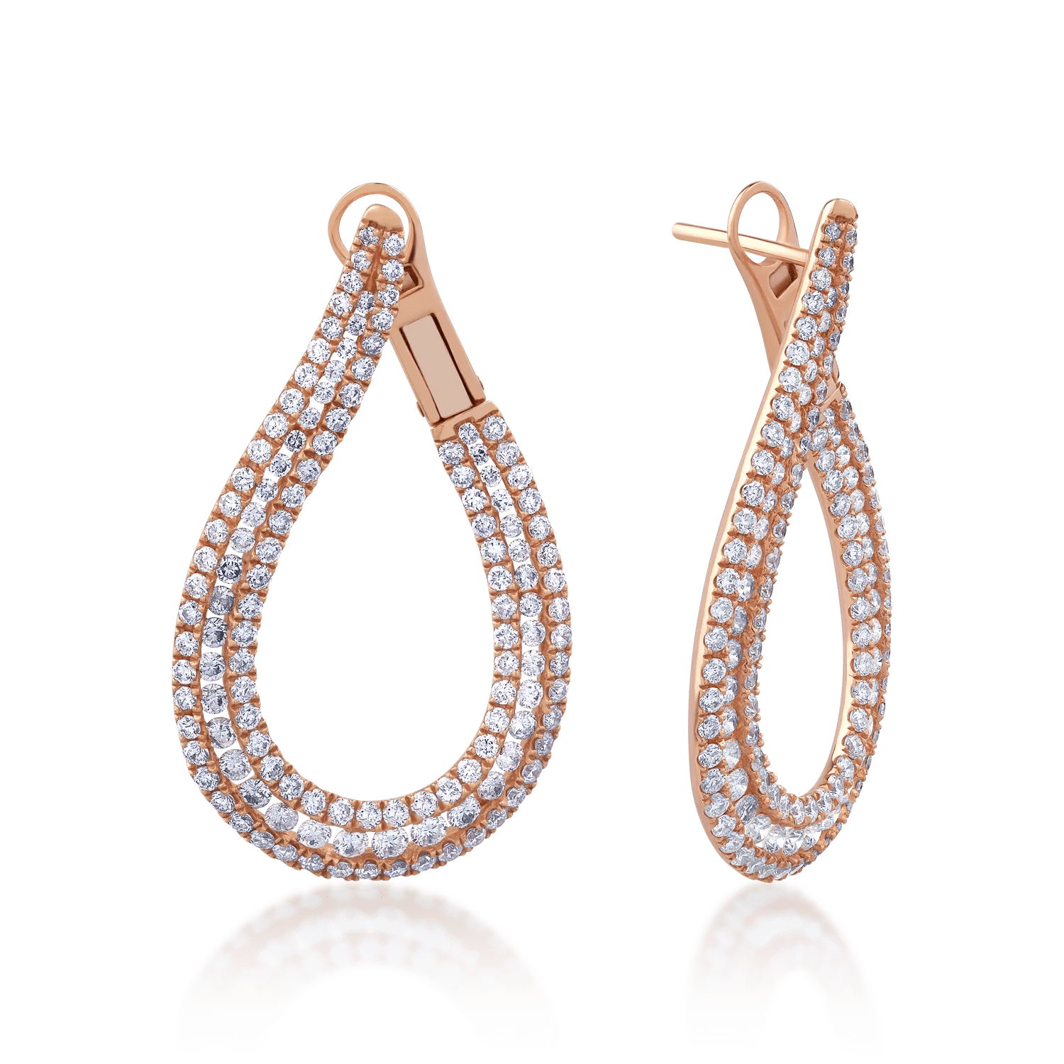 Cercei din aur roz cu diamante de 3.81ct Cercei din aur roz cu diamante de 3.81ct