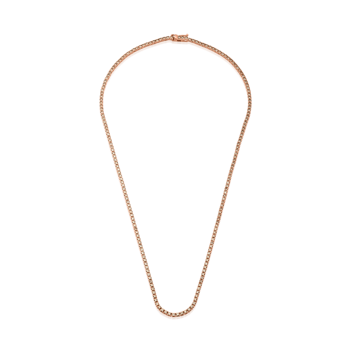 Colier tennis din aur roz cu diamante maro de 4.3ct Colier tennis din aur roz cu diamante maro de 4.3ct