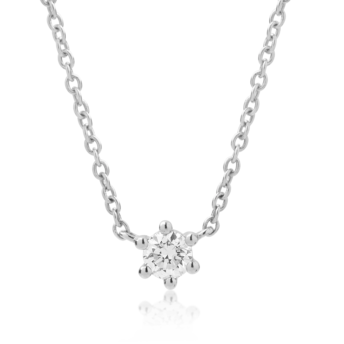 Lanț cu pandantiv din aur alb și diamant de 0.14ct Lanț cu pandantiv din aur alb și diamant de 0.14ct