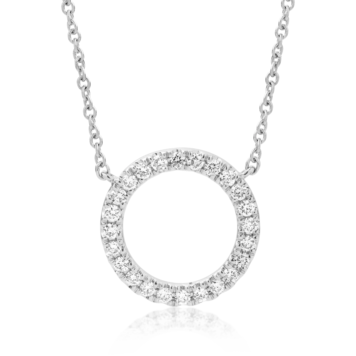 Lanț cu pandantiv cerc din aur alb și diamante de 0.19ct Lanț cu pandantiv cerc din aur alb și diamante de 0.19ct