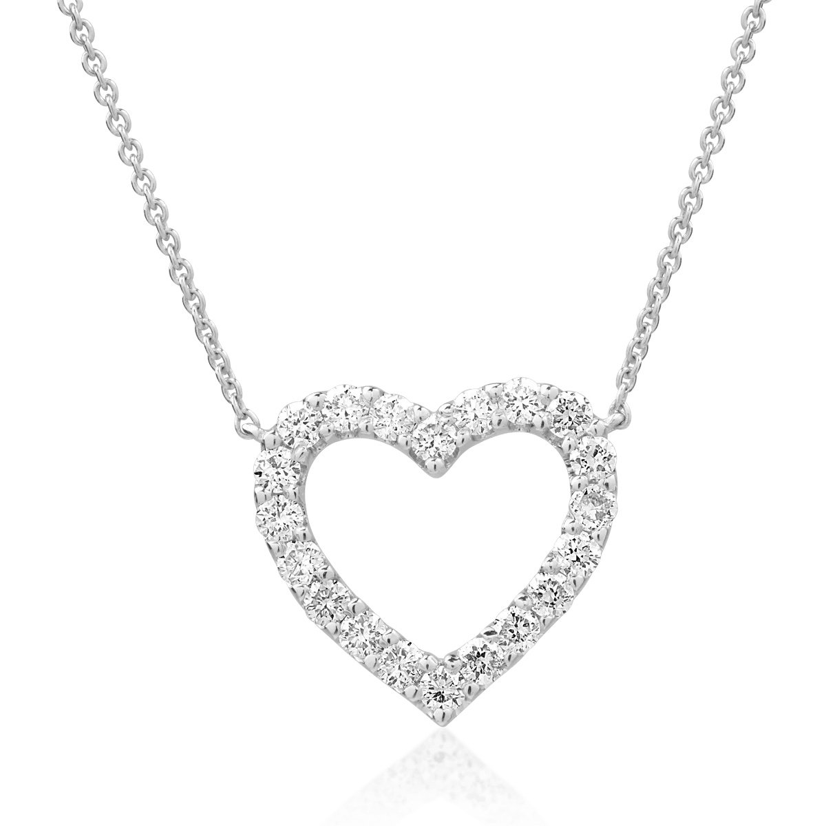 Lanț cu pandantiv inimă din aur alb cu diamante de 0.5ct Lanț cu pandantiv inimă din aur alb cu diamante de 0.5ct