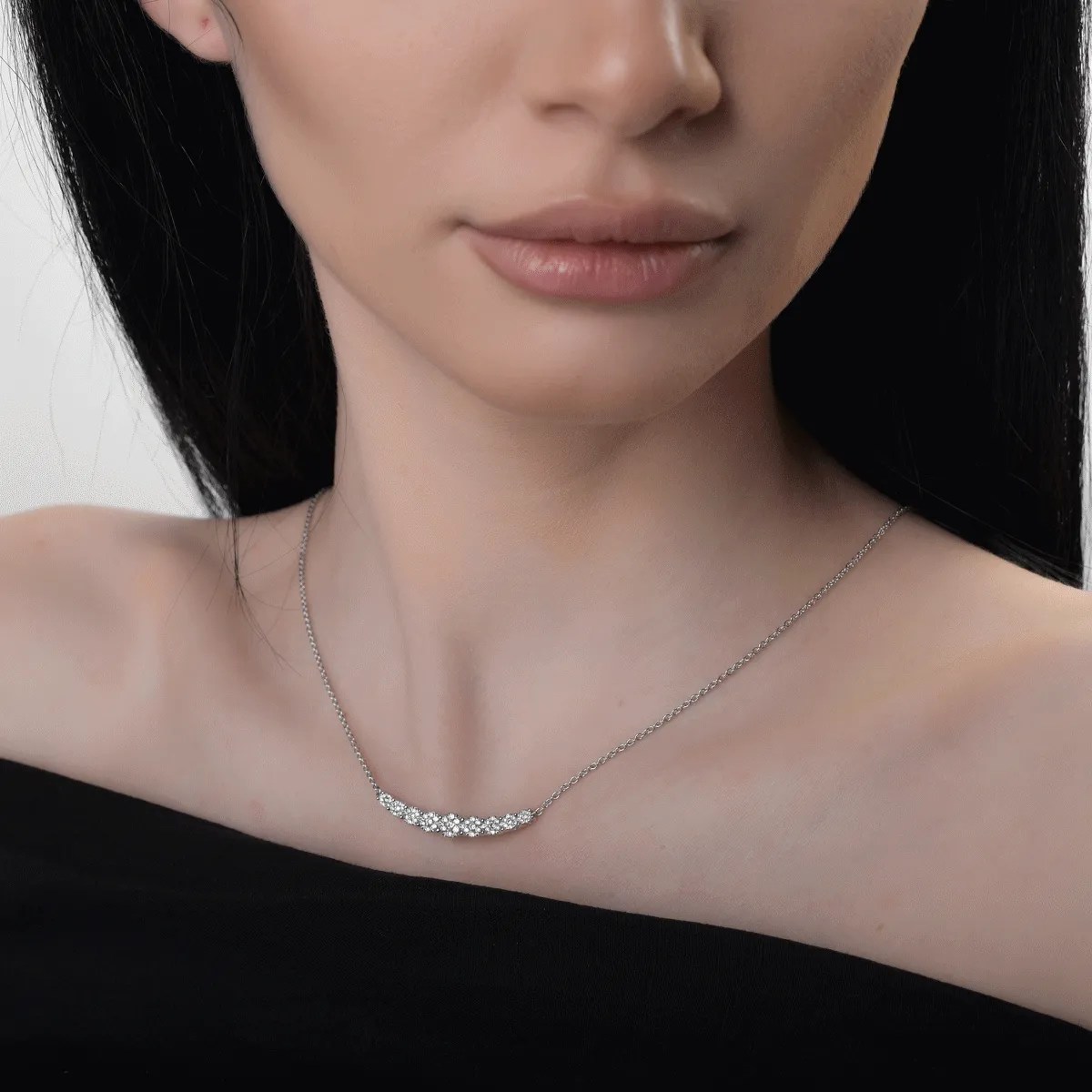Lanț aur alb și diamante 0.5ct elegant Lanț aur alb și diamante 0.5ct elegant