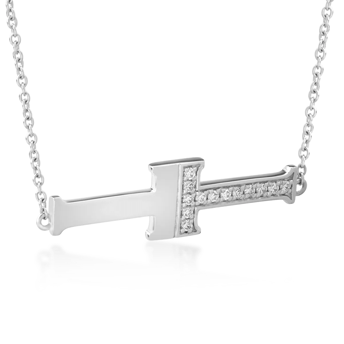 Lanț aur alb & diamant 0.1ct elegant Lanț aur alb & diamant 0.1ct elegant