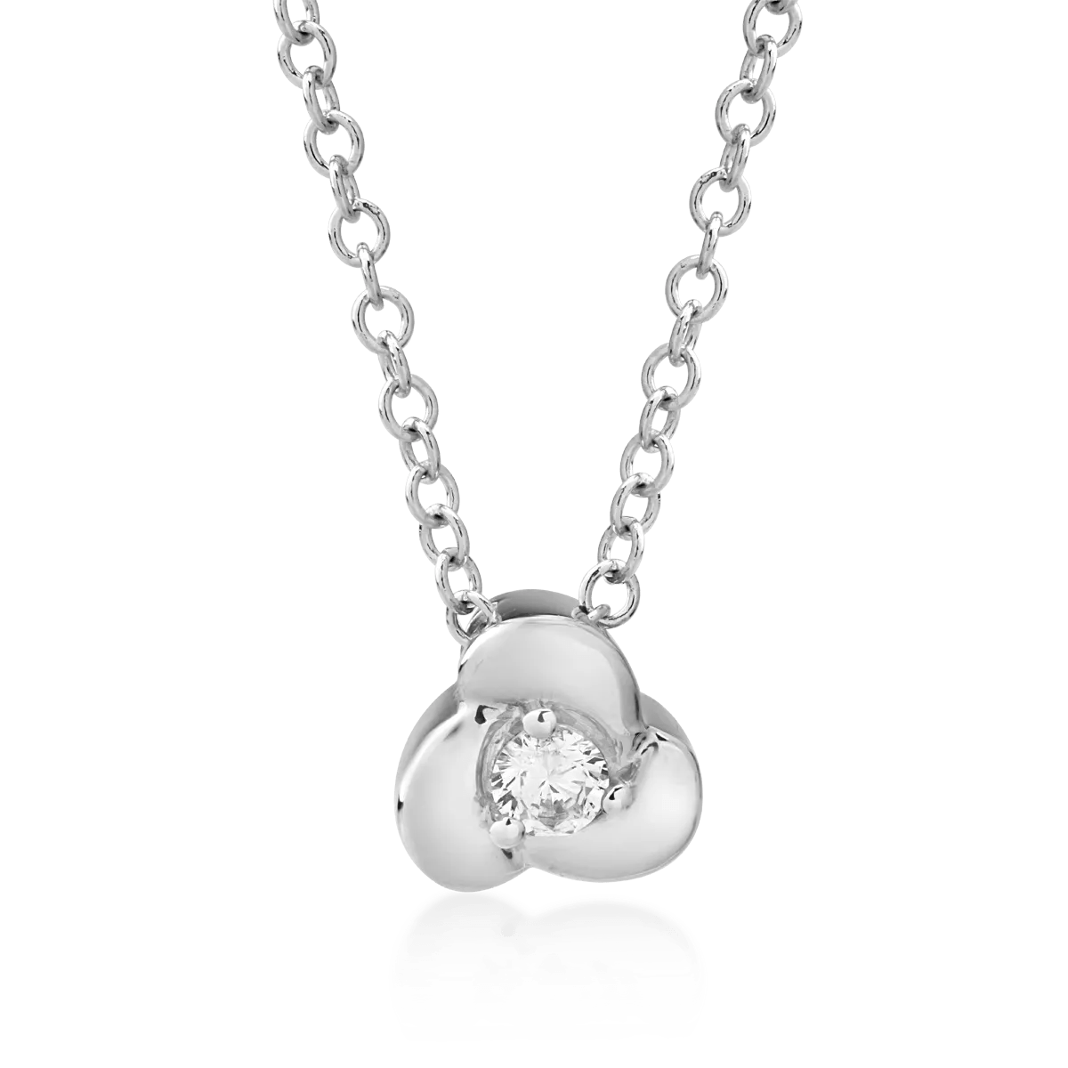 Lanț cu pandantiv din aur alb cu diamant de 0.041ct Lanț cu pandantiv din aur alb cu diamant de 0.041ct