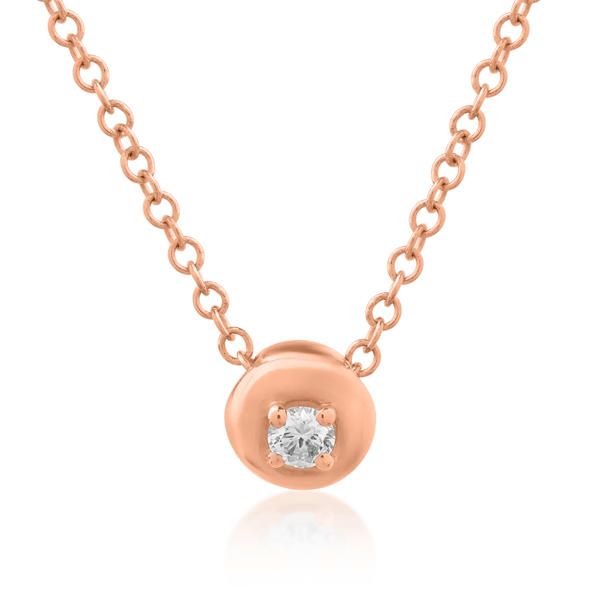 Lanț cu pandantiv din aur roz și diamant de 0.042ct Lanț cu pandantiv din aur roz și diamant de 0.042ct