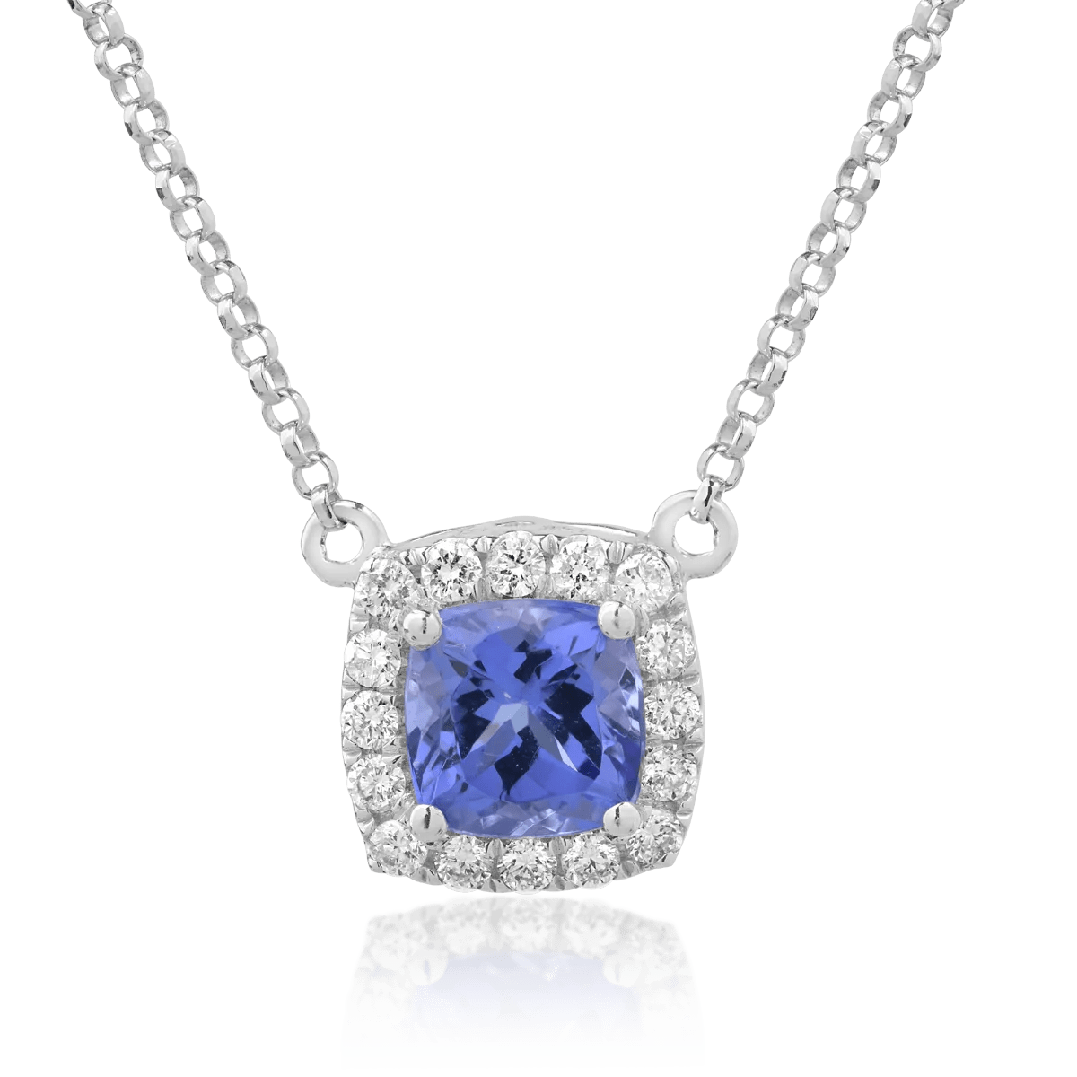 Lanț cu pandantiv din aur alb, tanzanit 1.16ct și diamante 0.21ct Lanț cu pandantiv din aur alb, tanzanit 1.16ct și diamante 0.21ct