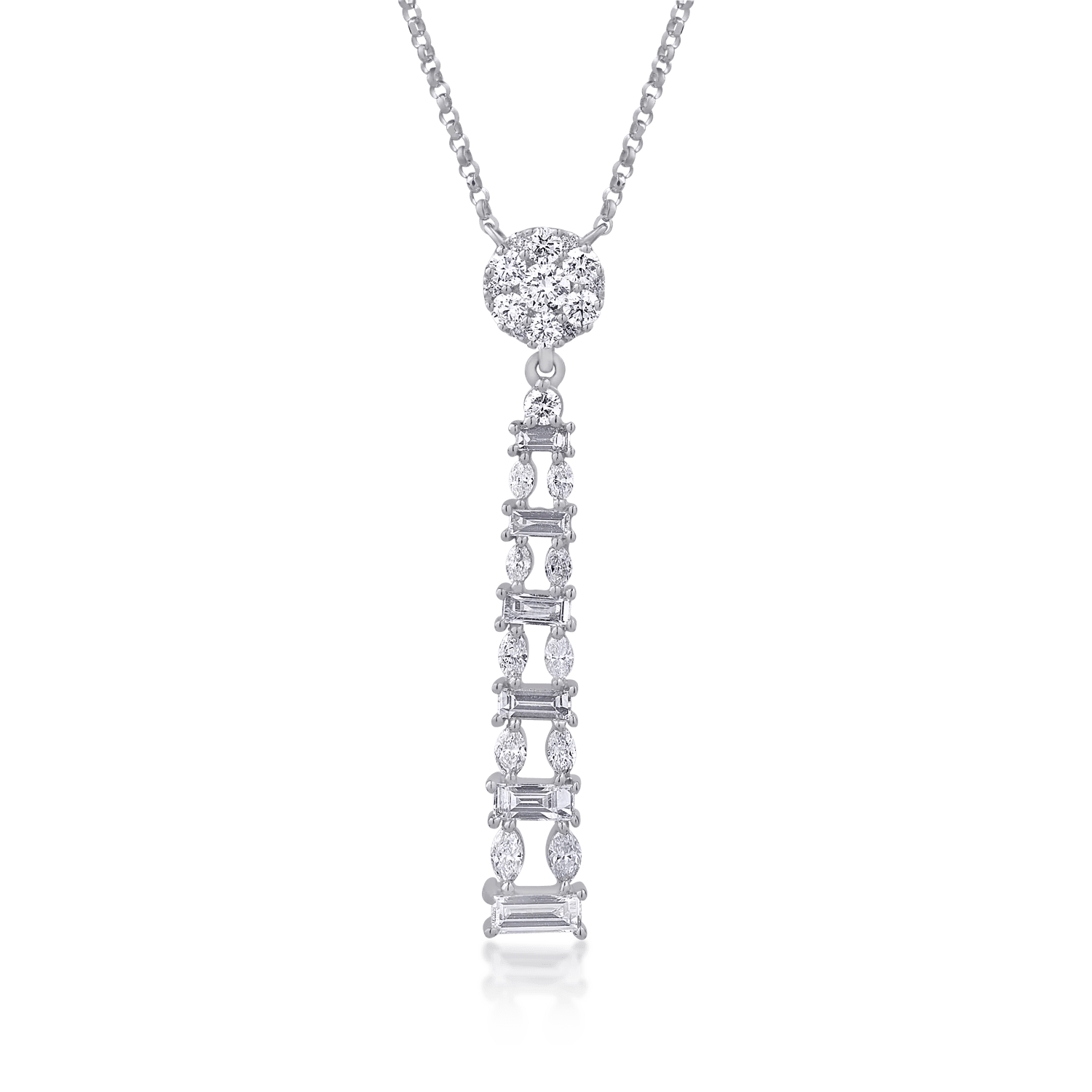 Lanț din aur alb cu diamante de 1.17ct, baguette, marquise și rotunde Lanț din aur alb cu diamante de 1.17ct, baguette, marquise și rotunde