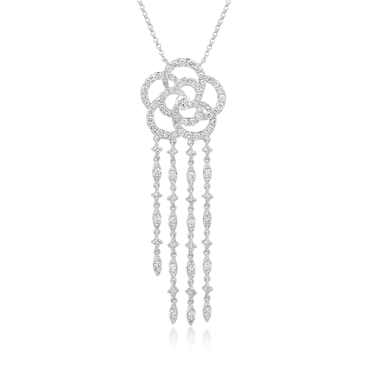 Lanț cu pandantiv din aur alb cu diamante de 1.71ct Lanț cu pandantiv din aur alb cu diamante de 1.71ct