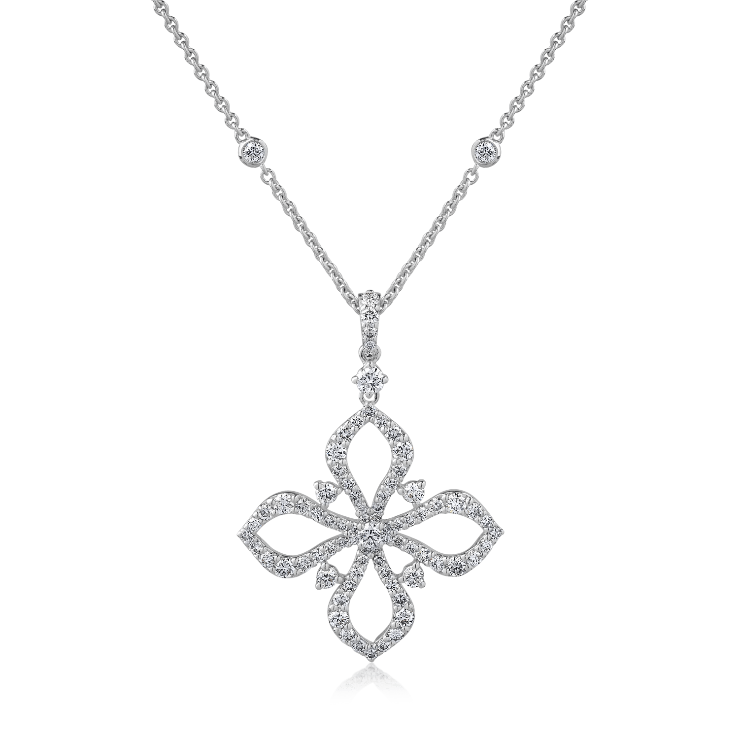 Lănțisor din aur alb cu pandantiv și diamante de 1.32ct Lănțisor din aur alb cu pandantiv și diamante de 1.32ct