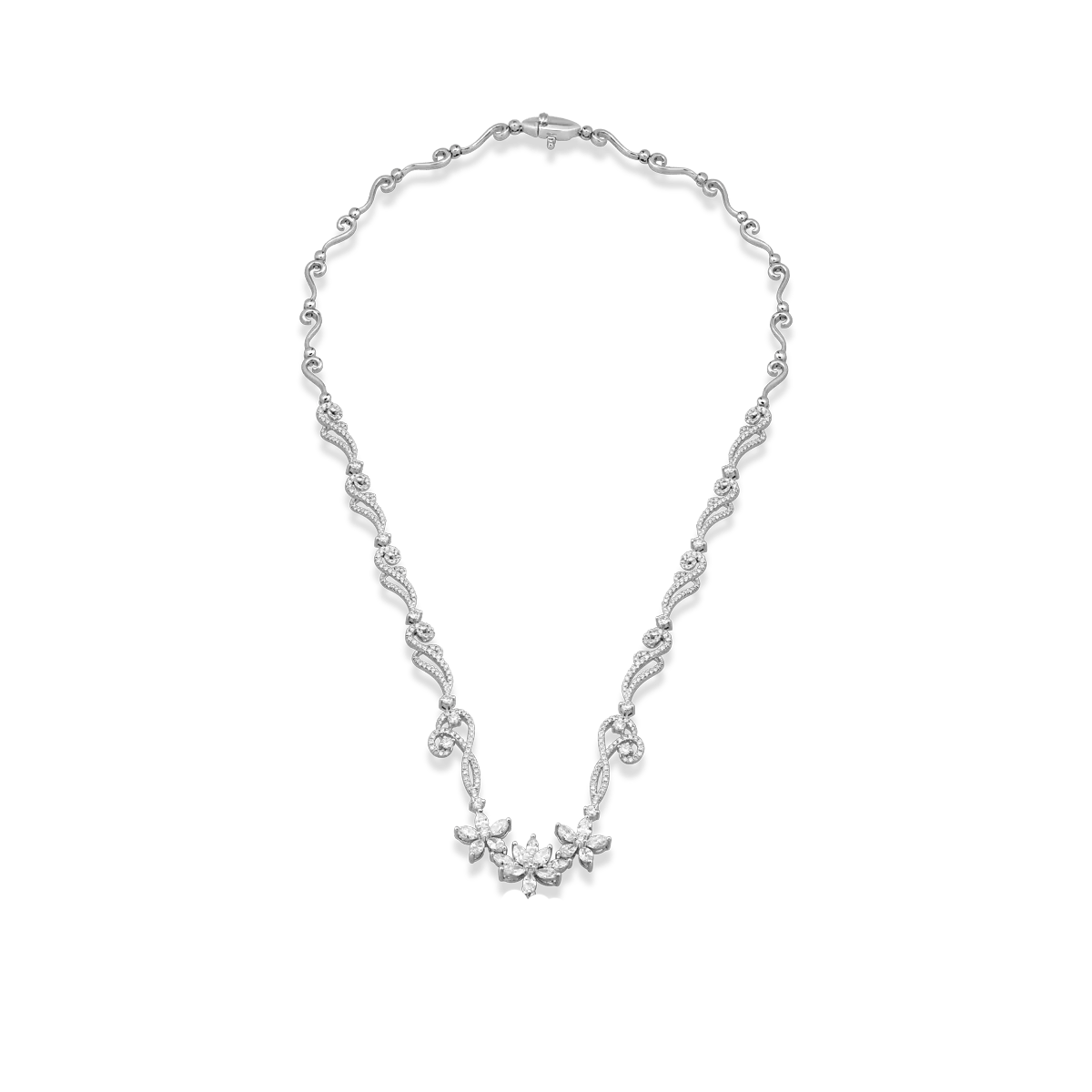 Colier cu diamante marquise și rotunde din aur alb, 4.26ct Colier cu diamante marquise și rotunde din aur alb, 4.26ct