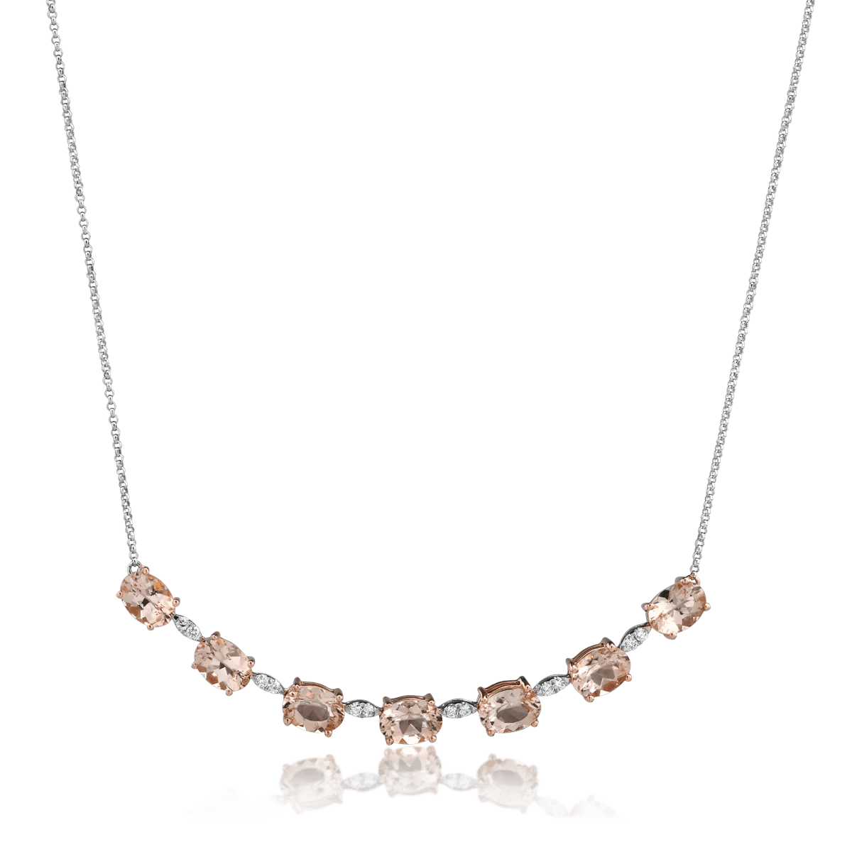 Colier din aur alb cu morganite de 4.7ct și diamante de 0.17ct Colier din aur alb cu morganite de 4.7ct și diamante de 0.17ct