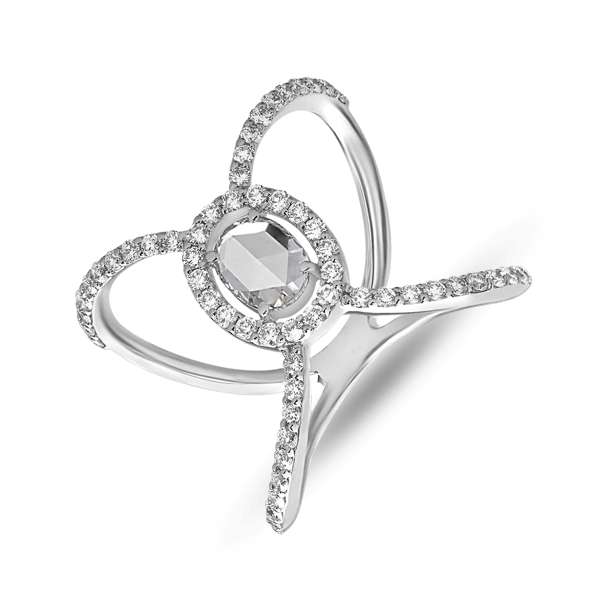 Inel din aur alb cu diamante de 1ct: ovale și rotunde Inel din aur alb cu diamante de 1ct: ovale și rotunde
