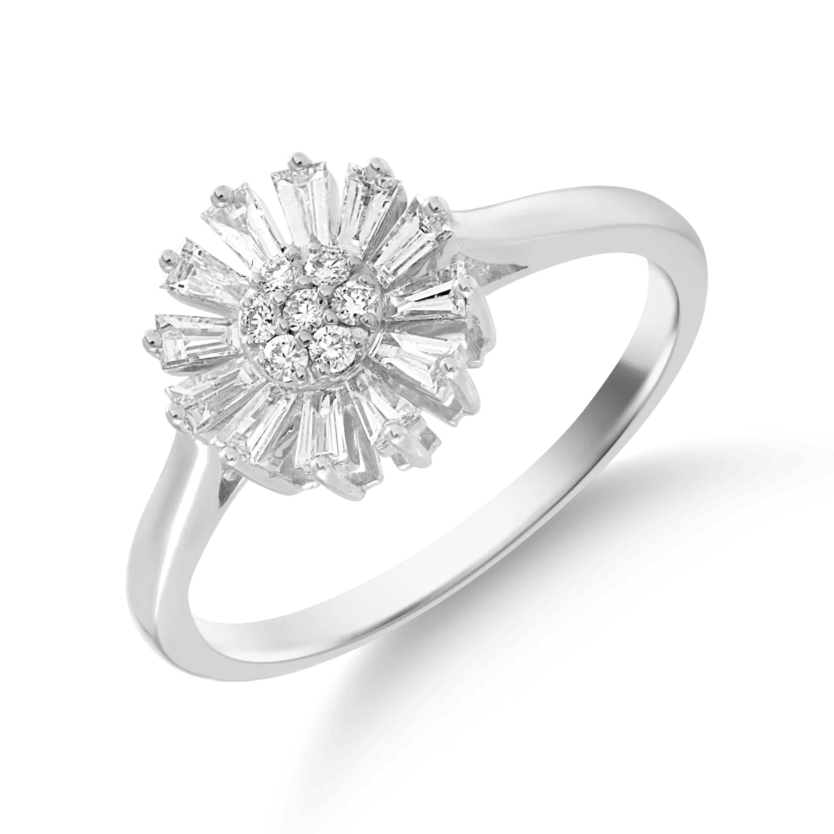 Inel floare din aur alb cu diamante de 0.39ct Inel floare din aur alb cu diamante de 0.39ct