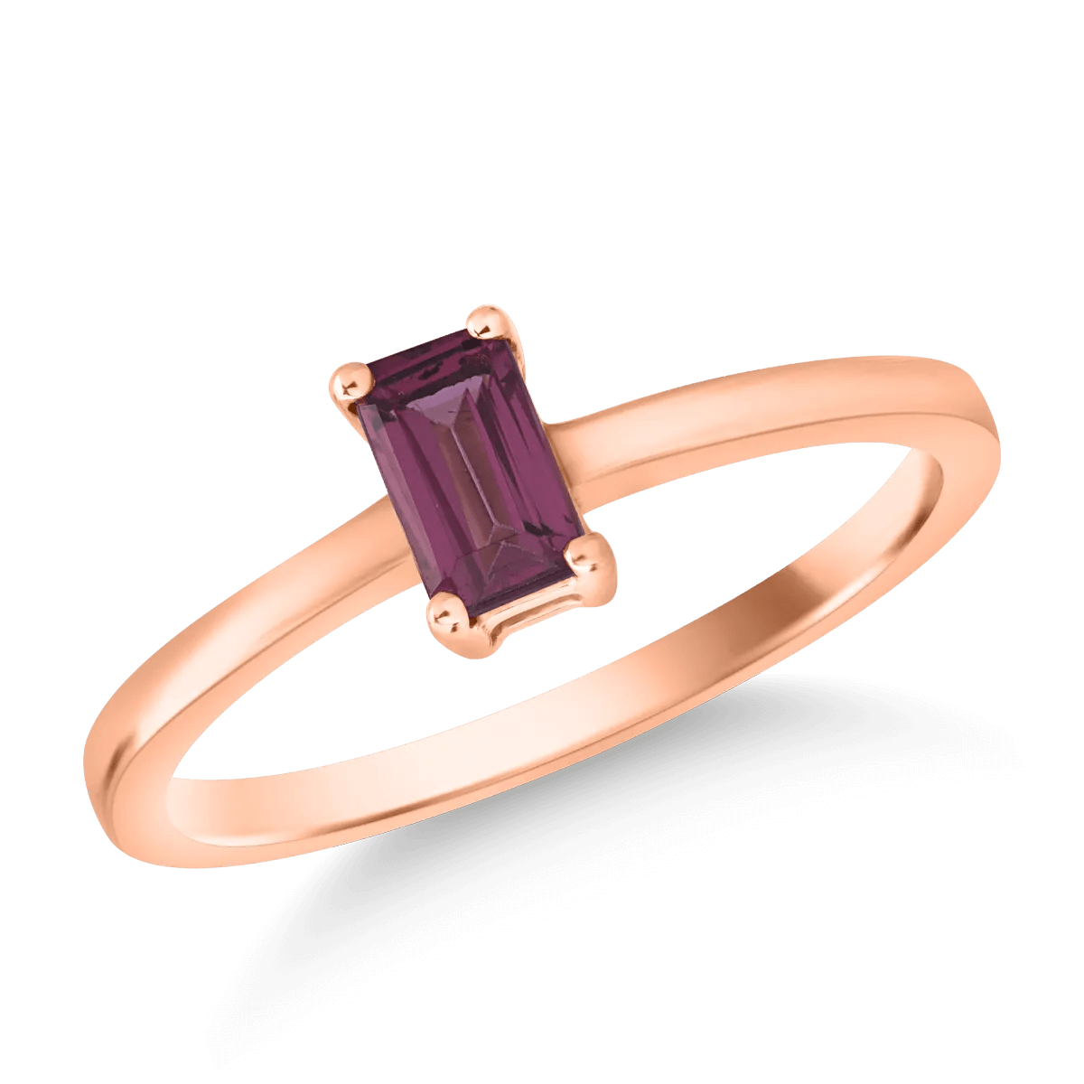Inel din aur roz cu rodolit rectangular de 0.3ct Inel din aur roz cu rodolit rectangular de 0.3ct