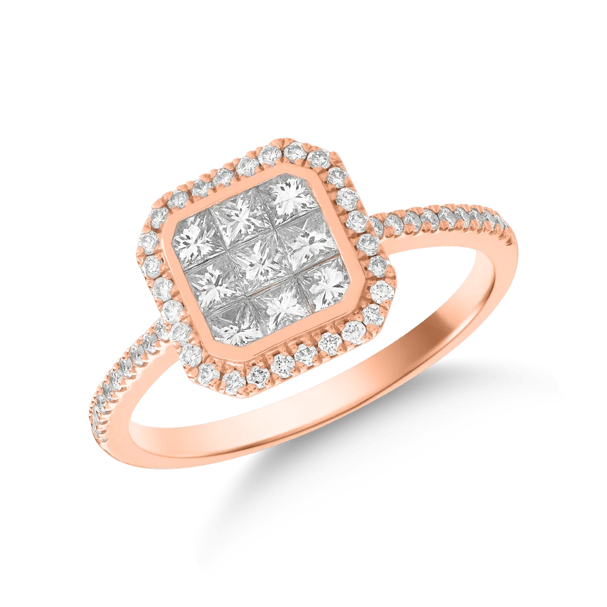 Inel din aur roz cu diamante de 0.63ct Inel din aur roz cu diamante de 0.63ct