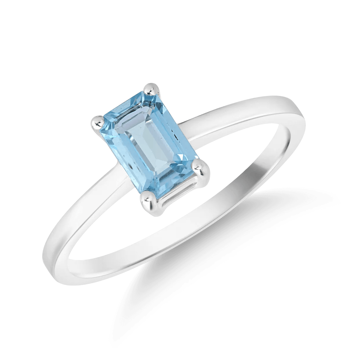 Inel din aur alb cu topaz swiss blue rectangular de 0.6ct – Teilor Inel din aur alb cu topaz swiss blue rectangular de 0.6ct – Teilor