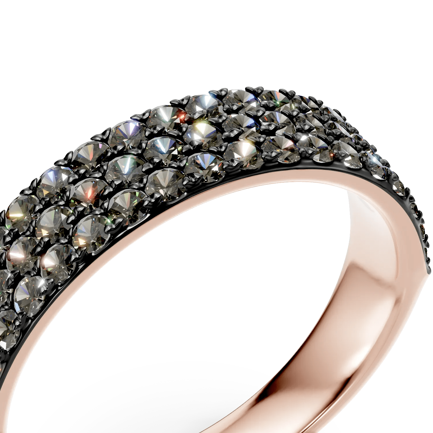 Inel semi eternity din aur roz cu diamante maro Inel semi eternity din aur roz cu diamante maro