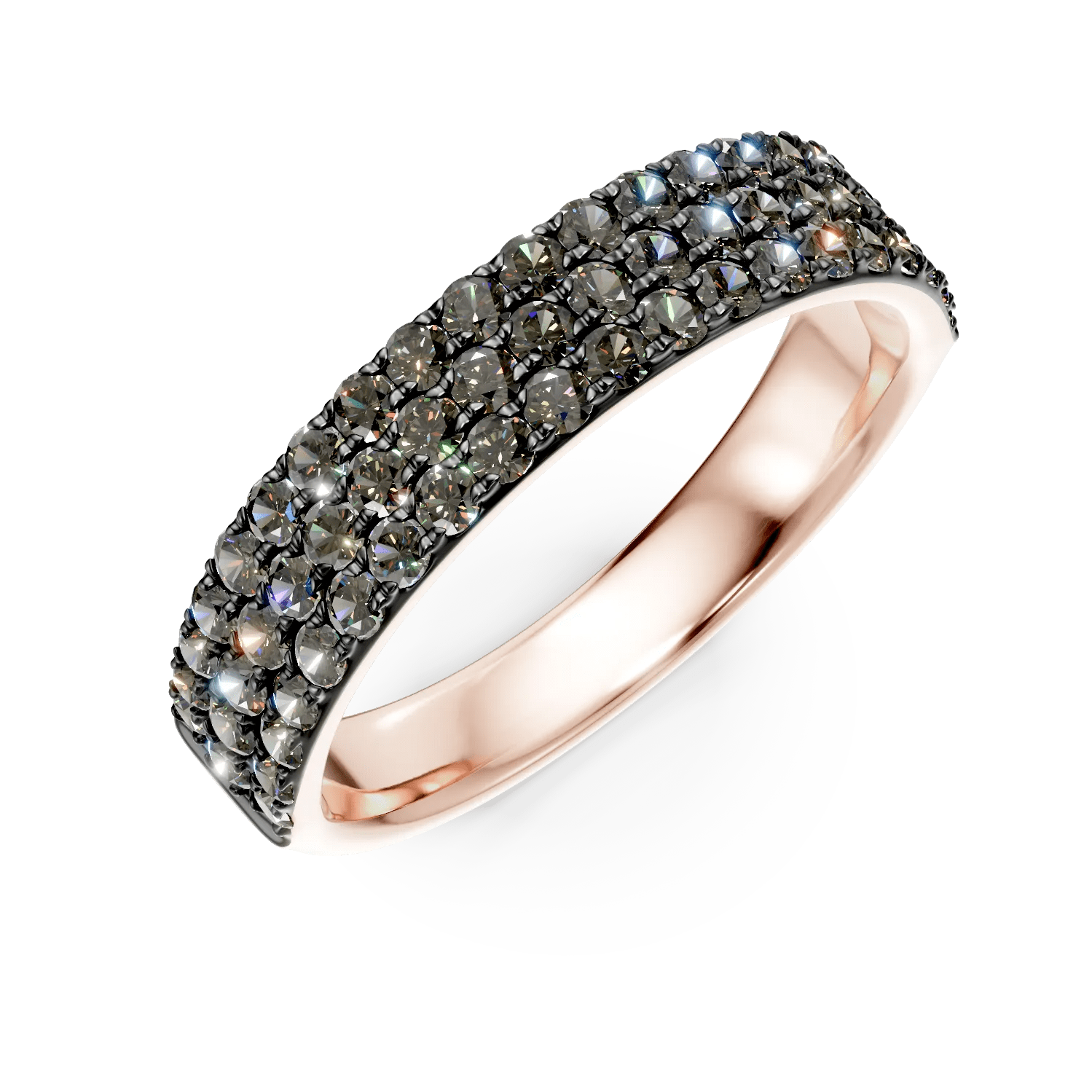 Inel semi eternity din aur roz cu diamante maro de 0.9ct Inel semi eternity din aur roz cu diamante maro de 0.9ct