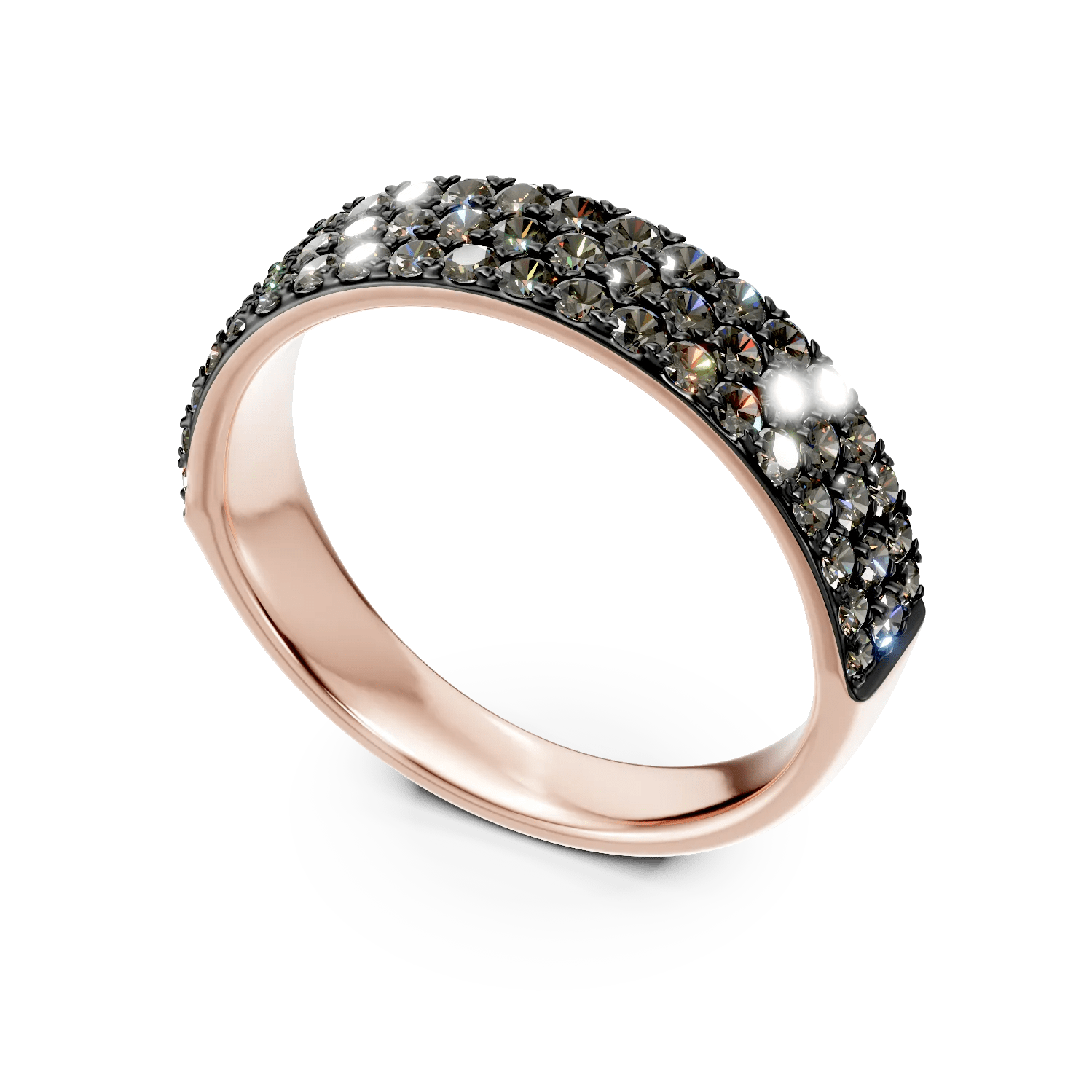 Inel semi eternity din aur roz cu diamante maro Inel semi eternity din aur roz cu diamante maro