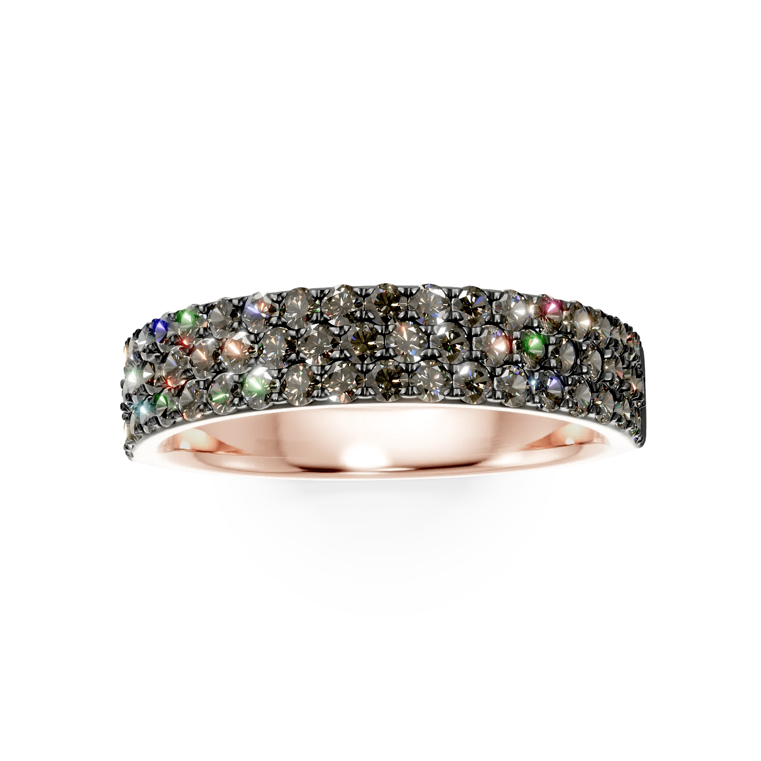 Inel semi eternity din aur roz cu diamante maro Inel semi eternity din aur roz cu diamante maro