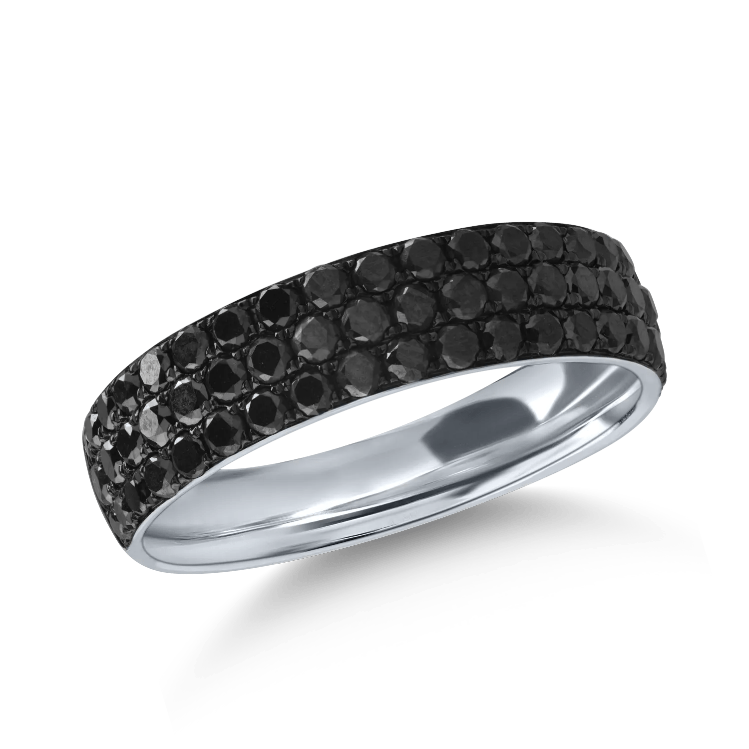 Inel semi eternity din aur alb cu diamante negre de 1.1ct Inel semi eternity din aur alb cu diamante negre de 1.1ct