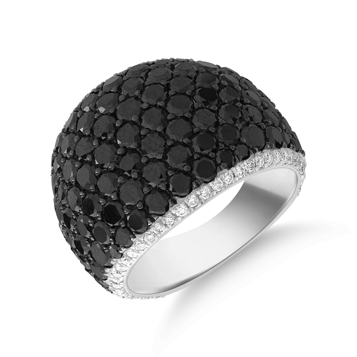 Inel din aur alb cu diamante negre de 4.2ct și diamante transparente de 0.34ct – Teilor Inel din aur alb cu diamante negre de 4.2ct și diamante transparente de 0.34ct – Teilor