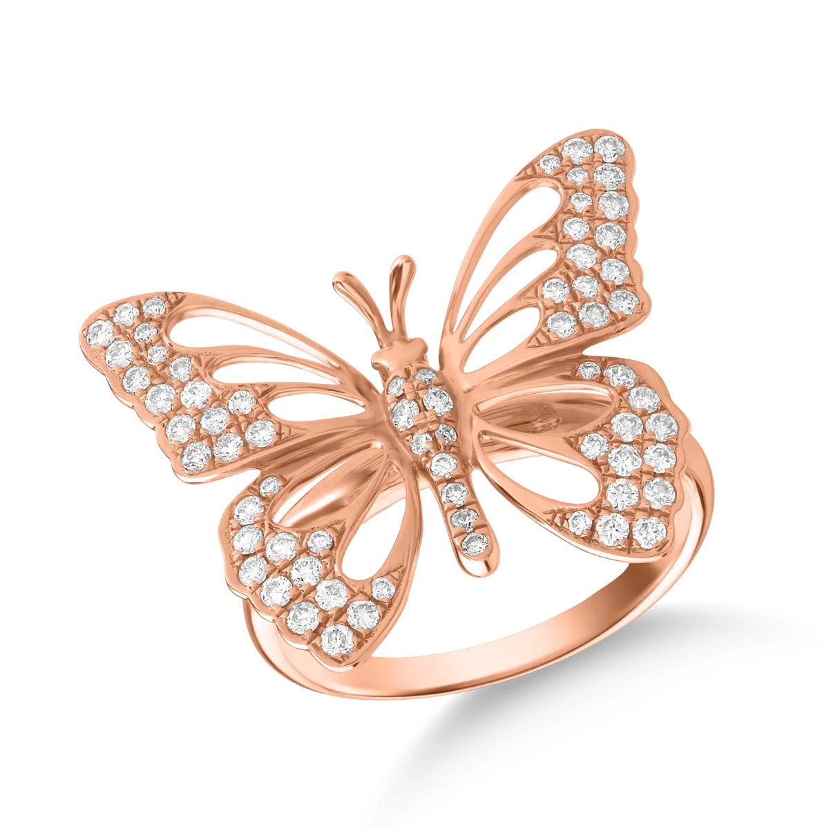 Inel fluture din aur roz cu diamante de 0.55ct Inel fluture din aur roz cu diamante de 0.55ct