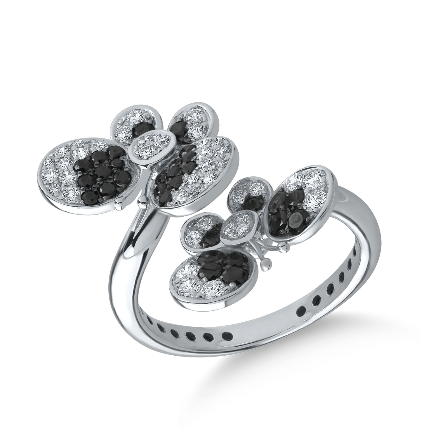 Inel din aur alb cu diamante negre 0.43ct și diamante transparente 0.47ct Inel din aur alb cu diamante negre 0.43ct și diamante transparente 0.47ct