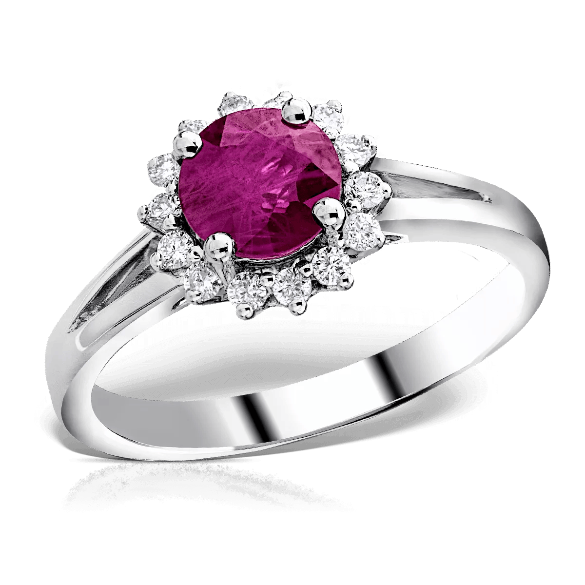 Inel din aur alb cu rubin de 1.1ct și diamante de 0.17ct – Teilor Inel din aur alb cu rubin de 1.1ct și diamante de 0.17ct – Teilor