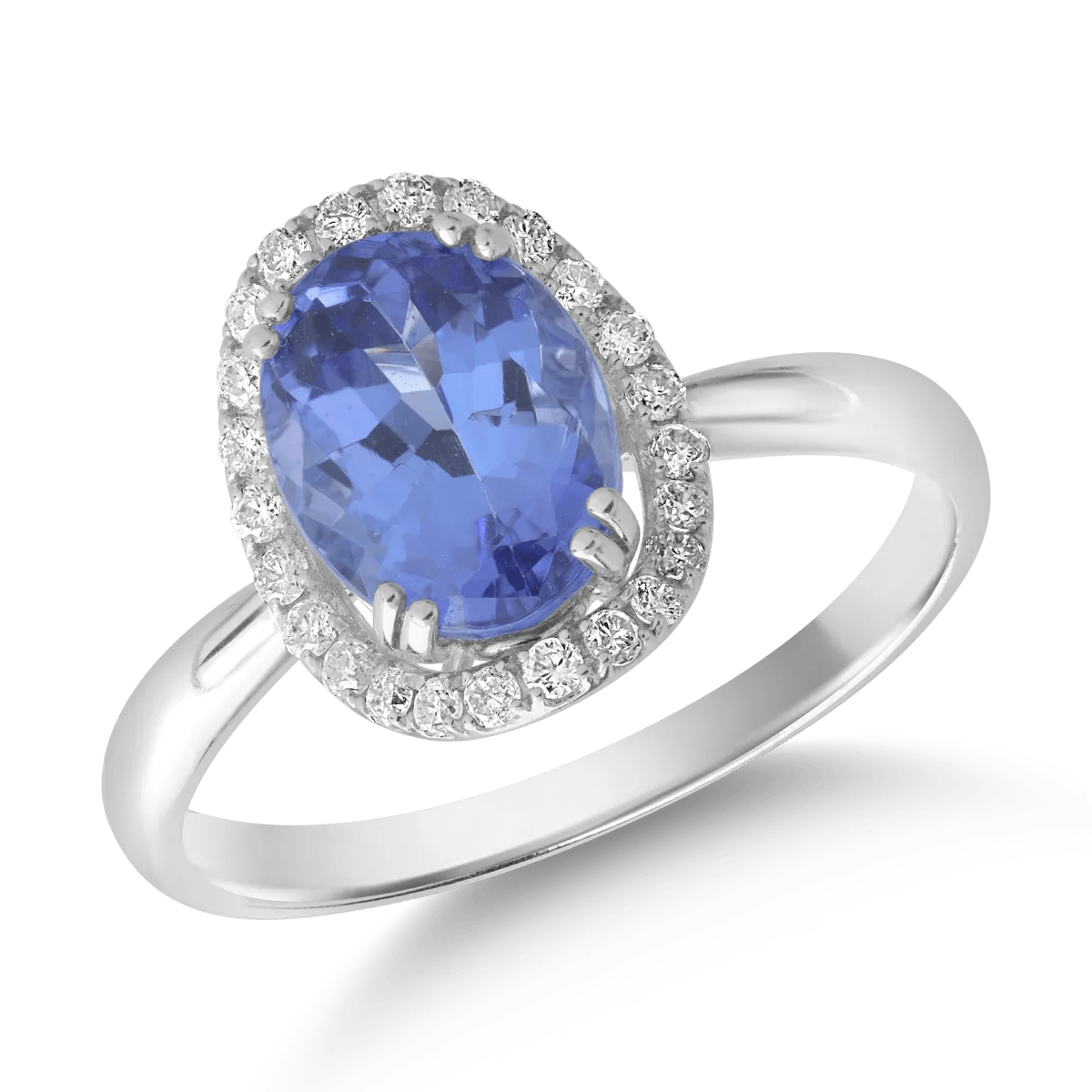 Inel din aur alb cu tanzanit de 2.2ct și diamante de 0.2ct Inel din aur alb cu tanzanit de 2.2ct și diamante de 0.2ct