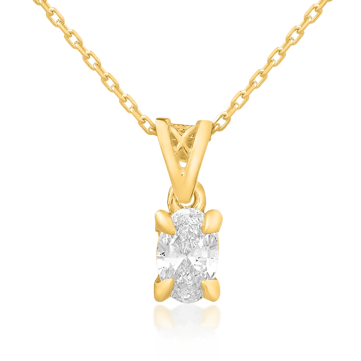 Lanț din aur galben cu pandantiv și diamant oval de 0.3ct Lanț din aur galben cu pandantiv și diamant oval de 0.3ct