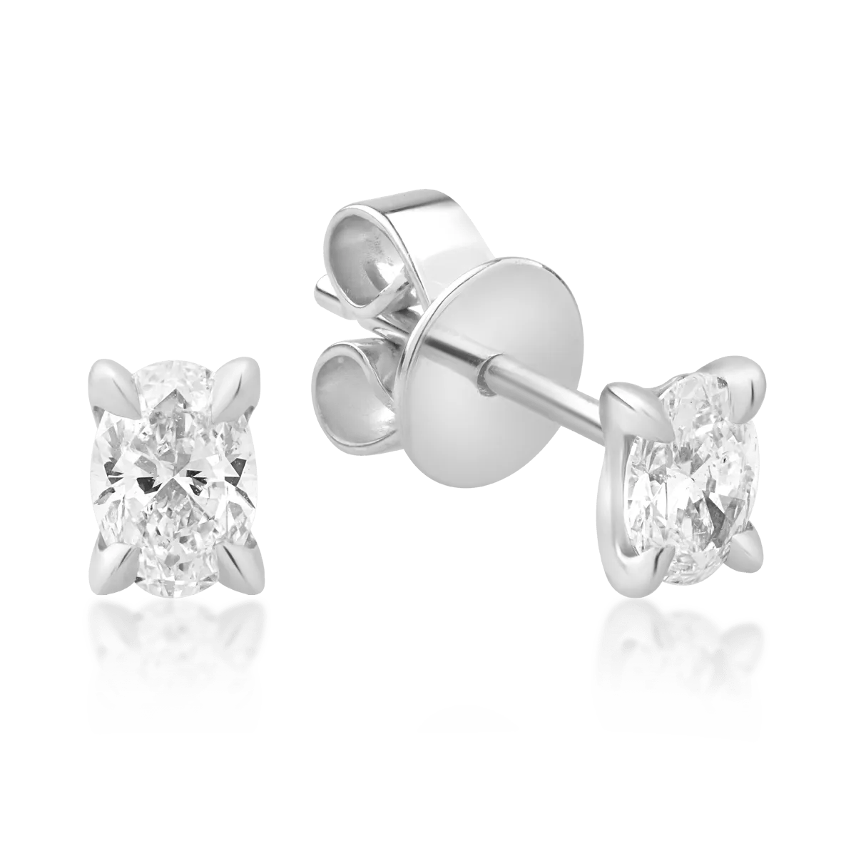 Cercei din aur alb cu diamante ovale, 0.8ct Cercei din aur alb cu diamante ovale, 0.8ct