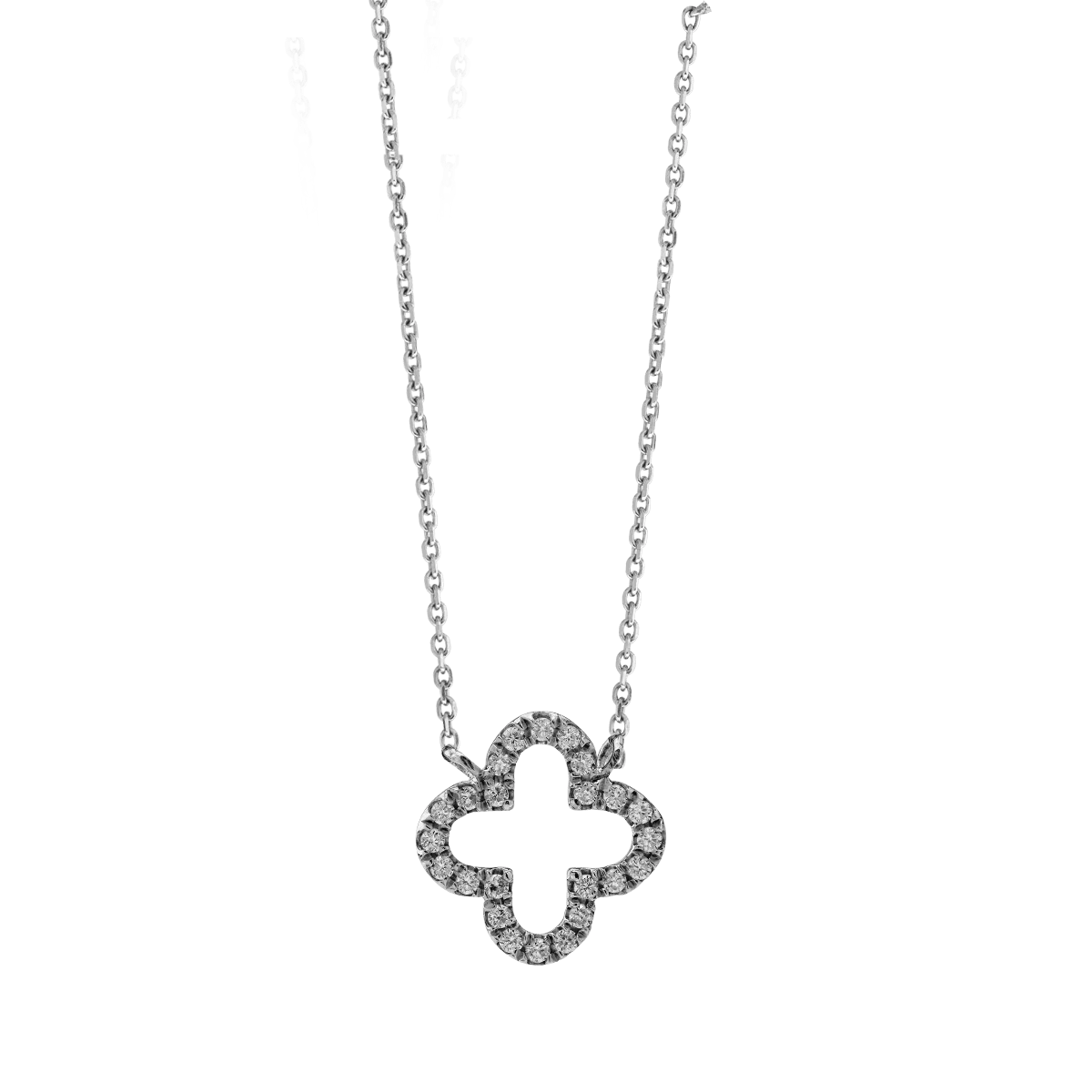 Lanț cu pandantiv din aur alb cu diamante 0.073ct Lanț cu pandantiv din aur alb cu diamante 0.073ct