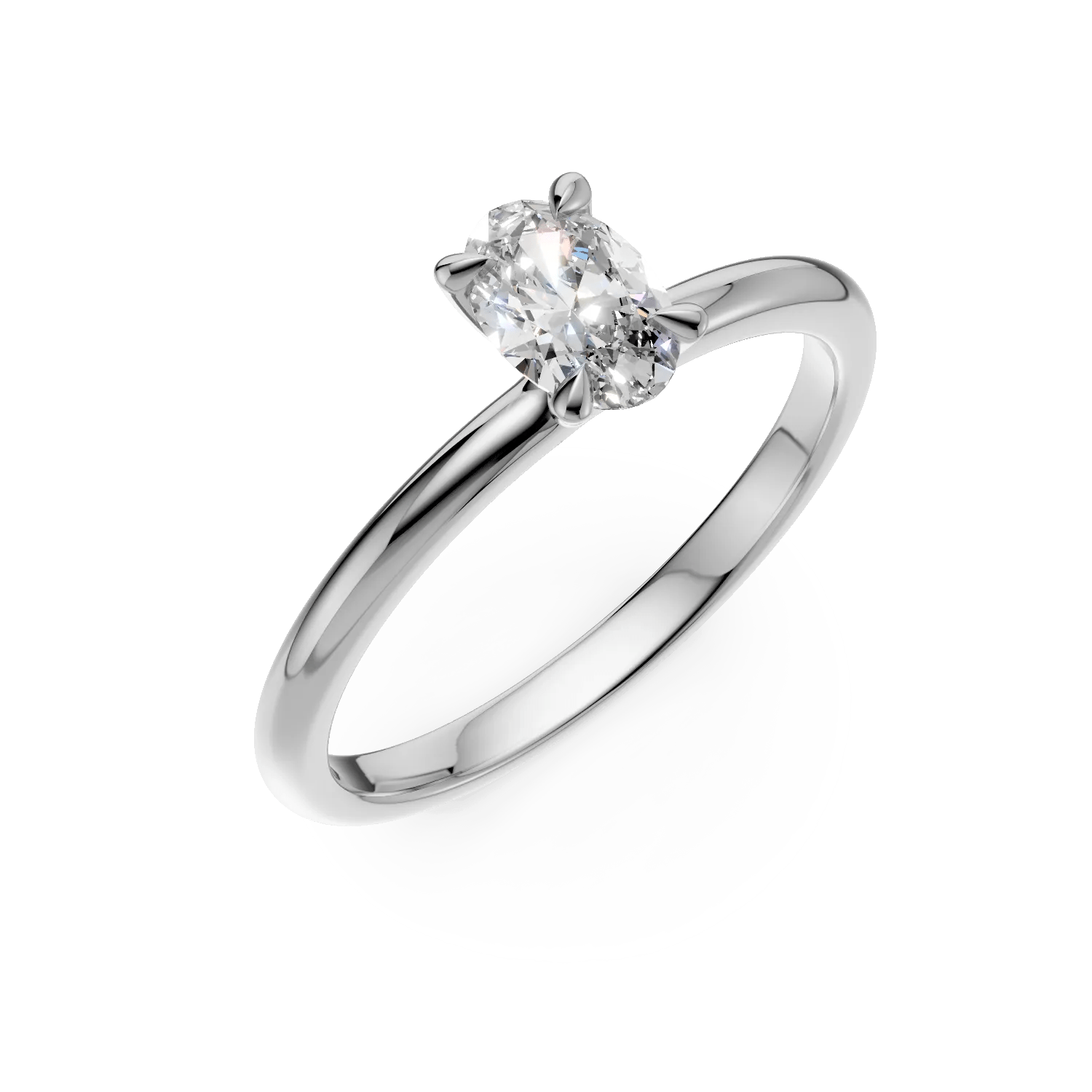 Inel de logodnă din aur alb cu diamant solitaire oval de 0.3ct Inel de logodnă din aur alb cu diamant solitaire oval de 0.3ct