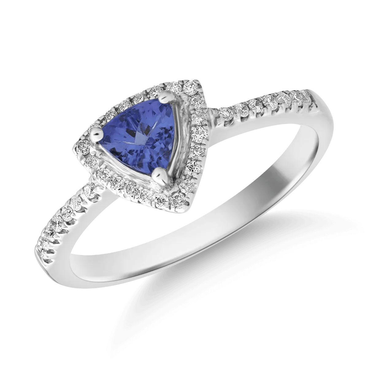 Inel din aur alb cu tanzanit de 0.52ct și diamante de 0.15ct Inel din aur alb cu tanzanit de 0.52ct și diamante de 0.15ct