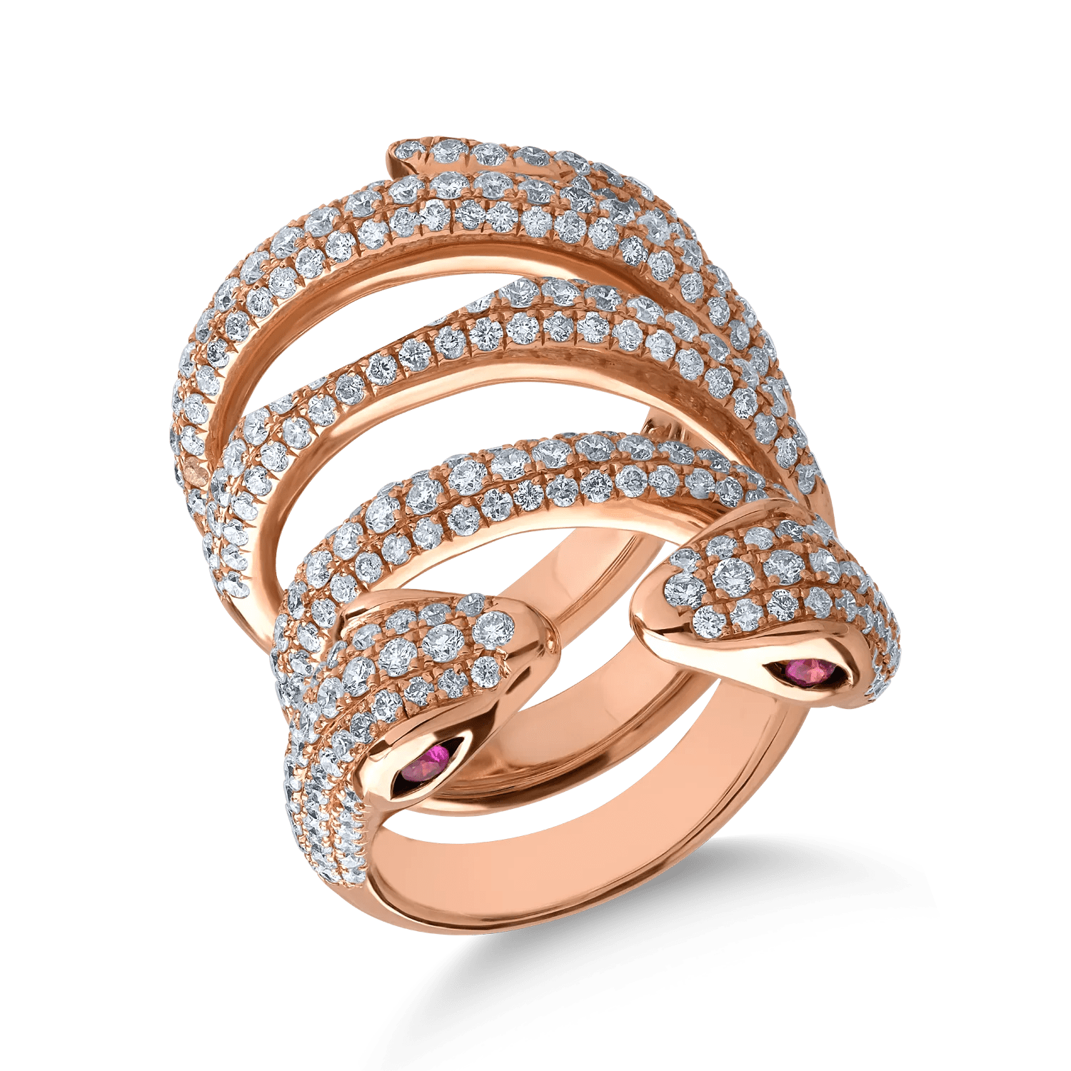 Inel din aur roz cu rubine 0.12ct și diamante 6.08ct Inel din aur roz cu rubine 0.12ct și diamante 6.08ct