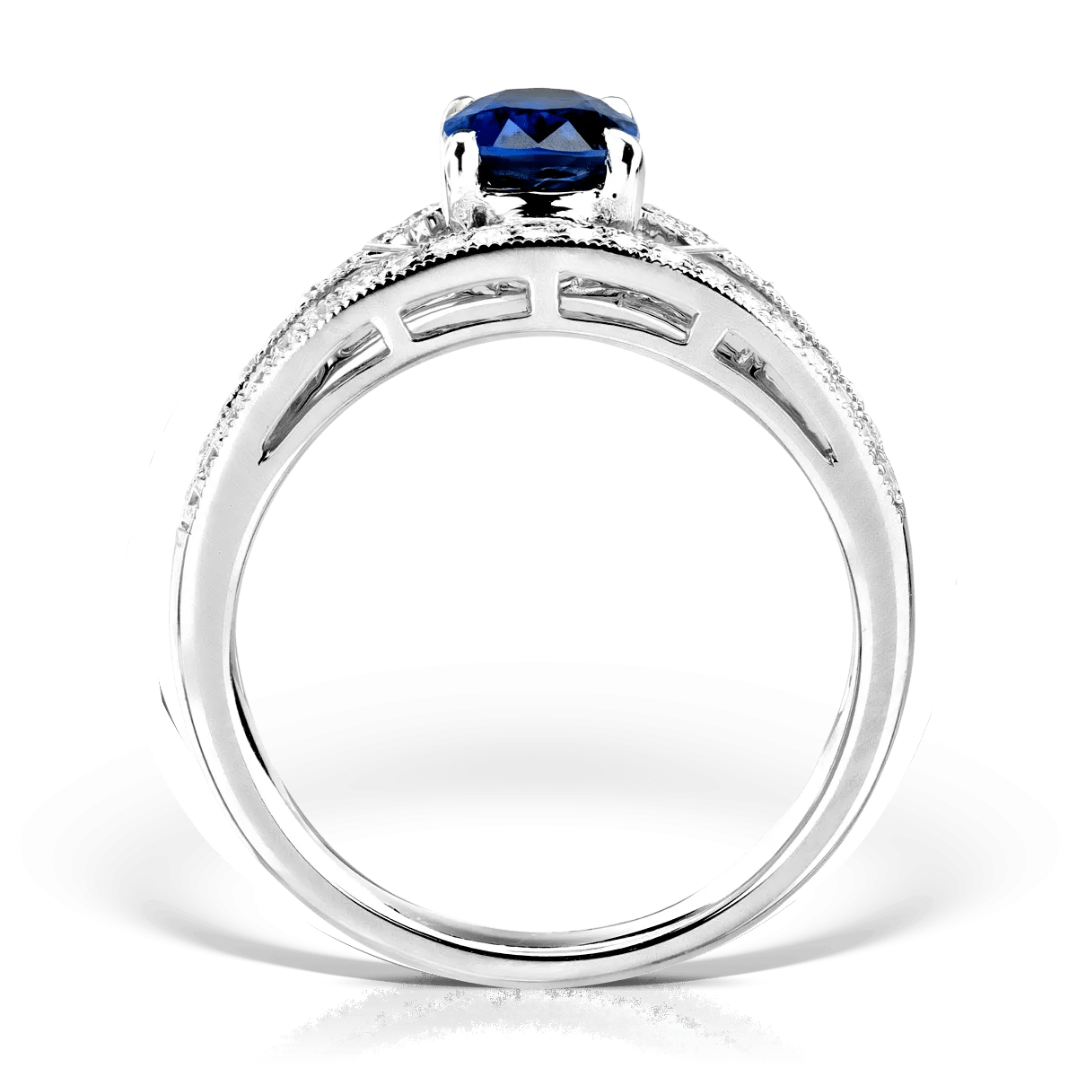 Inel din aur alb cu safir și diamante Inel din aur alb cu safir și diamante