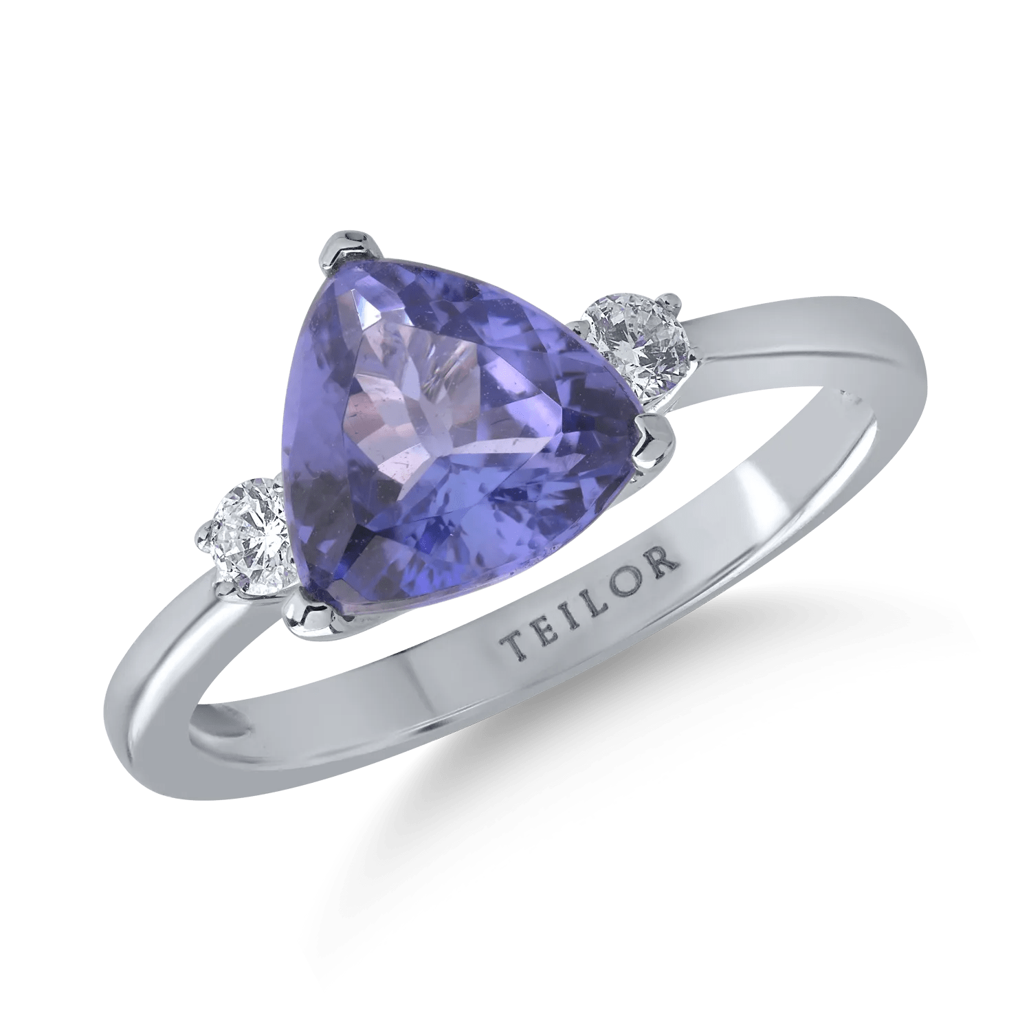 Inel din aur alb cu tanzanit de 1.94ct și diamante de 0.14ct Inel din aur alb cu tanzanit de 1.94ct și diamante de 0.14ct