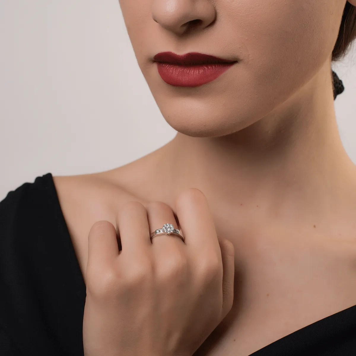 Inel aur alb cu diamante 0.28ct – teilor Inel aur alb cu diamante 0.28ct - teilor